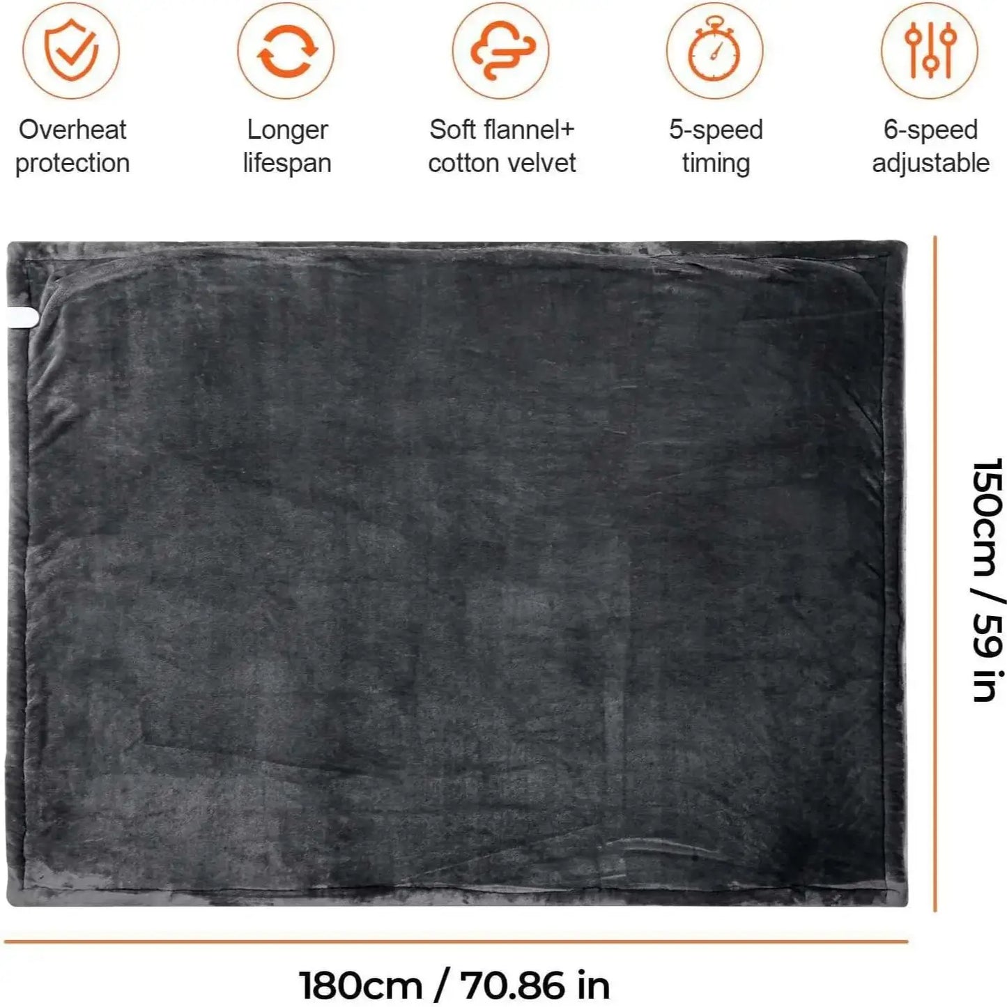 Heated Blanket-Electric Blanket,Soft Heated Throw Blanket with 6 Heating Levels & 4 Hours Auto-Off,Over-Heat Protection