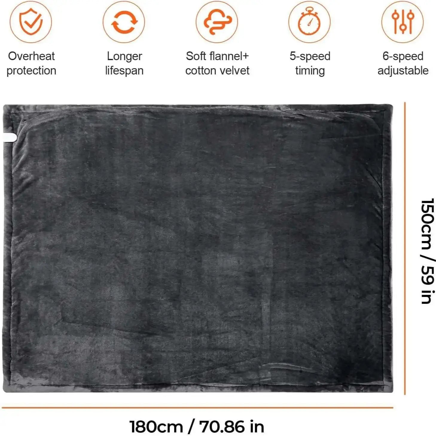 Heated Blanket-Electric Blanket,Soft Heated Throw Blanket with 6 Heating Levels & 4 Hours Auto-Off,Over-Heat Protection